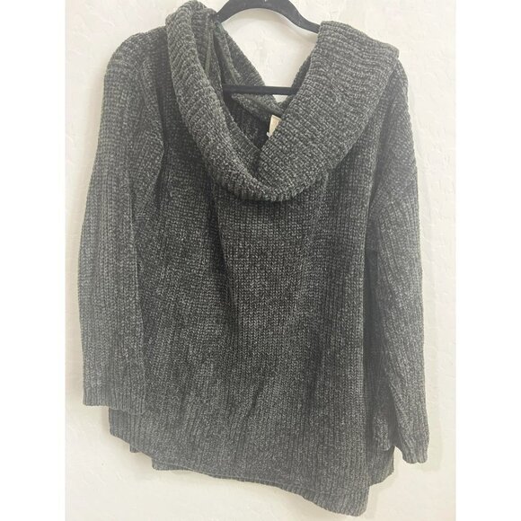 Wishlist Grey Chenille Very Soft Cowl Neck Sweater Charcoal Grey Sz M/L Over - Picture 1 of 7